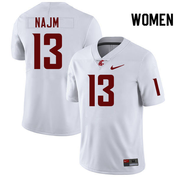 Women #13 Hunter Najm Washington State Cougars College Football Jerseys Stitched-White